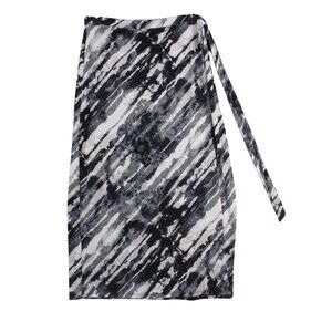 Abstract‎ Print Wrap Skirt By C Est. 1946 Size 14/16W Polyester Blend Black/Gray